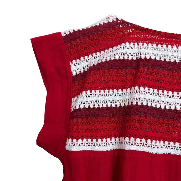 Vintage Red Mexican Embroidered Top Size Xl - Picture 9 of 10